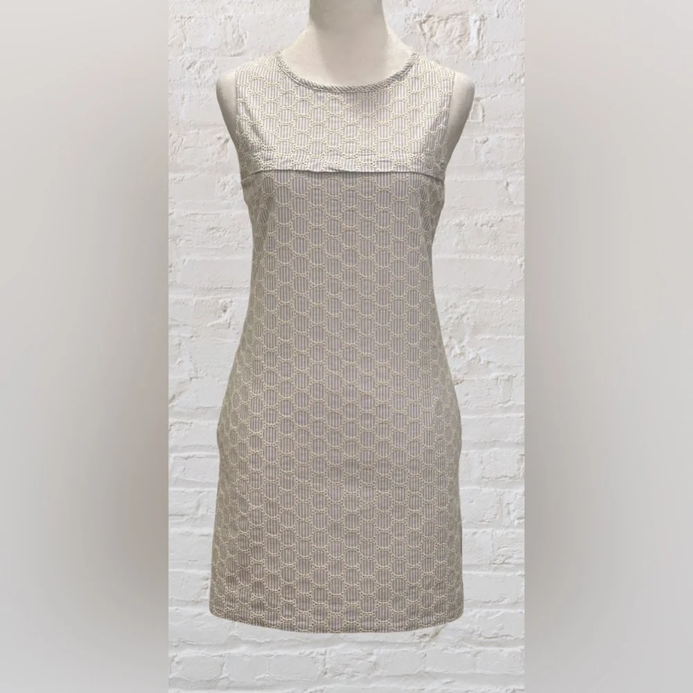 J. Crew Sear Sucker and Eyelet Shift Dress, Size 2 Preppy Nautical Cottagecore